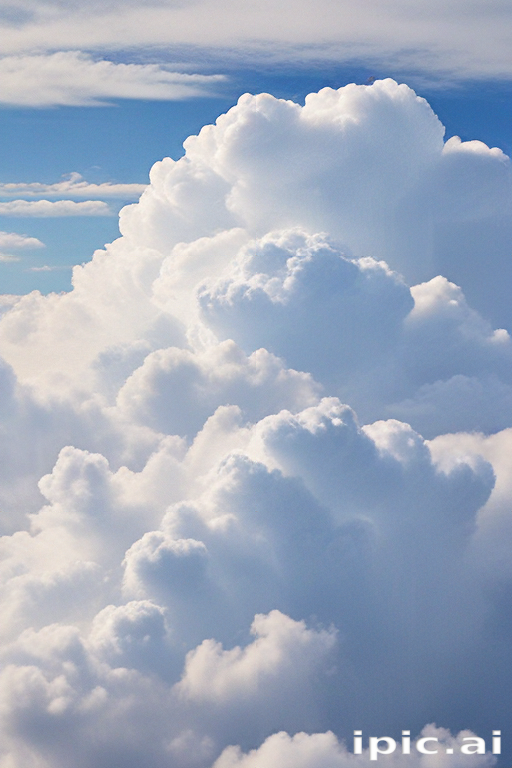 Fluffy White Clouds Gently Billowing Against a Bright Blue Sky