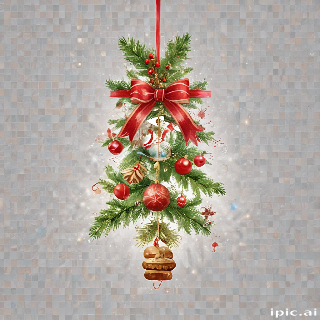 Festive Christmas Tree Decoration with Red Bow and Shimmering Ornaments