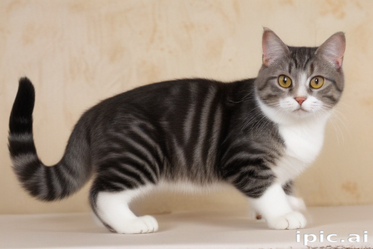 A Playful Tabby Cat with Striking Stripes and Bright Eyes.