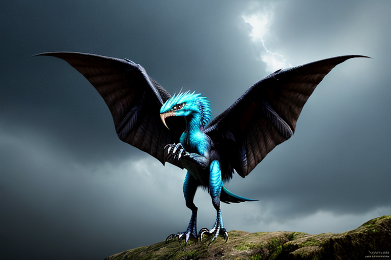 chrome dimorphodon, nighttime, rain atmospheric, epic, cinematic ...