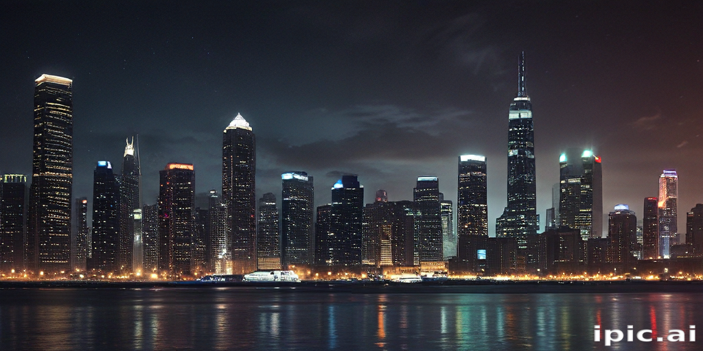 Stunning Nighttime Skyline of a Vibrant City Illuminated by Lights