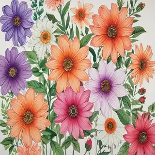 flower drawing with color