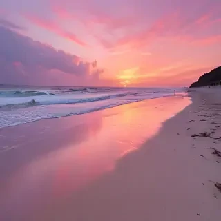 pink beach sunset