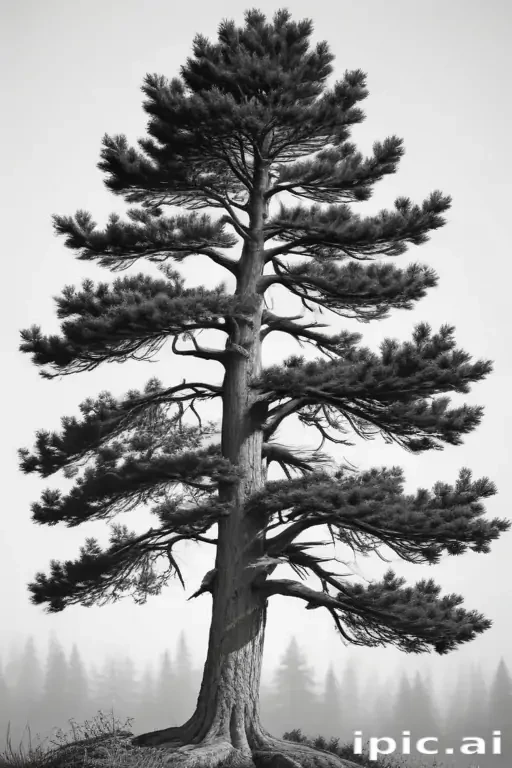 black and white pine tree clip art
