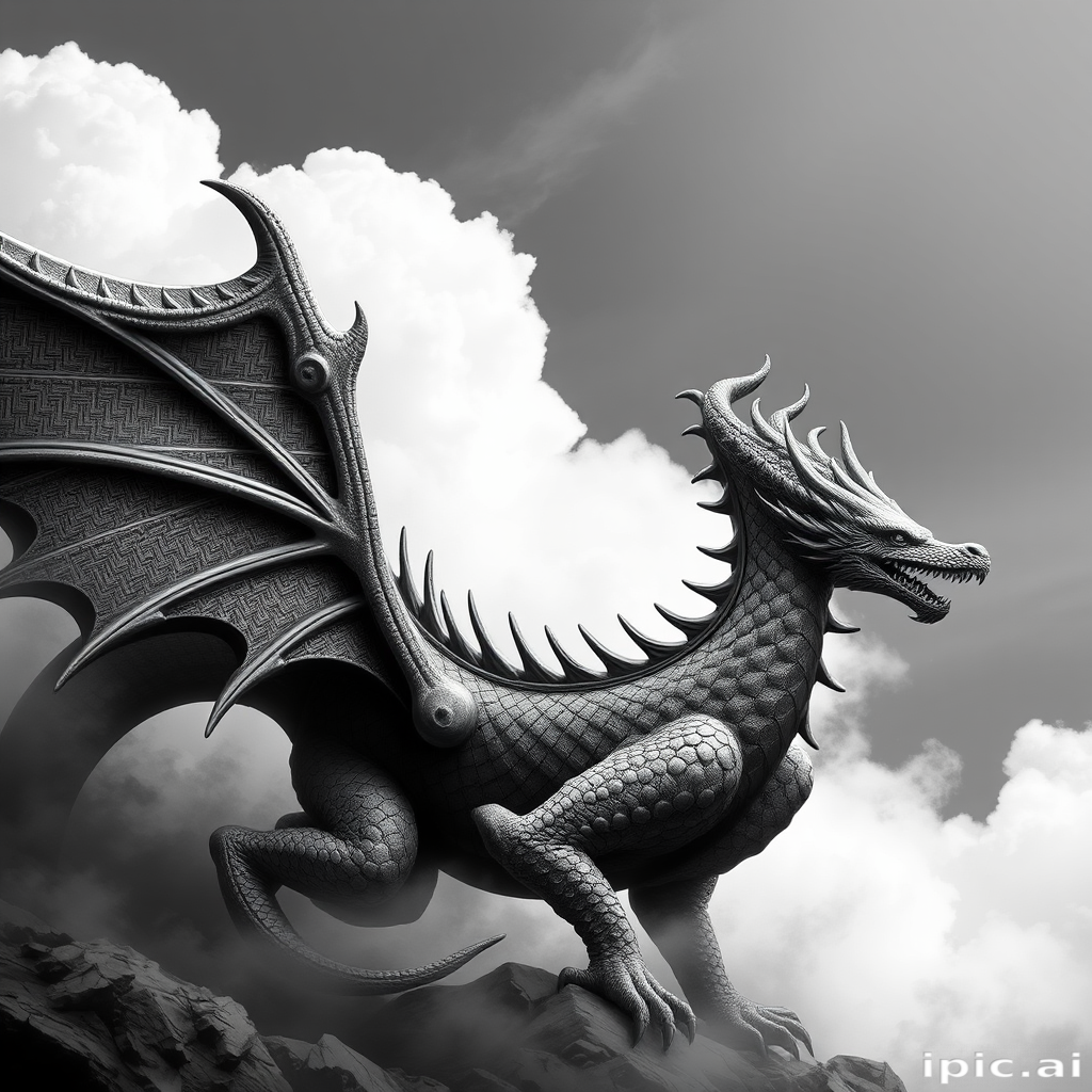 dragon black and white