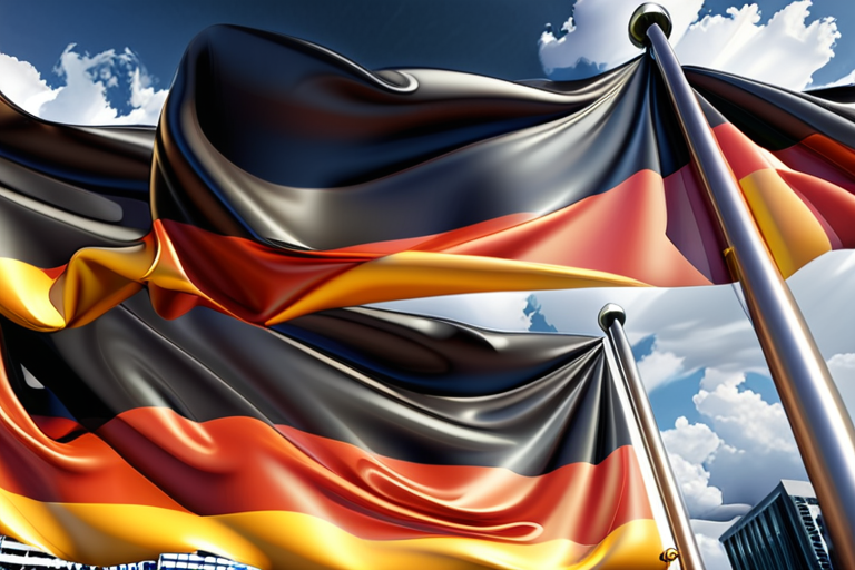 German Flag Inversion Vibrant German Flags Waving Proudly Against a Clear Blue Sky