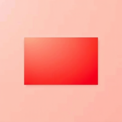 Create a minimalist digital design featuring a rectangular shape with a smooth gradient transitioning from coral to deep red, include subtle geometric accents in a darker shade, shot with a high-resolution DSLR camera, aperture f/2.8, ISO 100, 35mm focal length, flat lay view, using a macro lens for enhanced clarity.