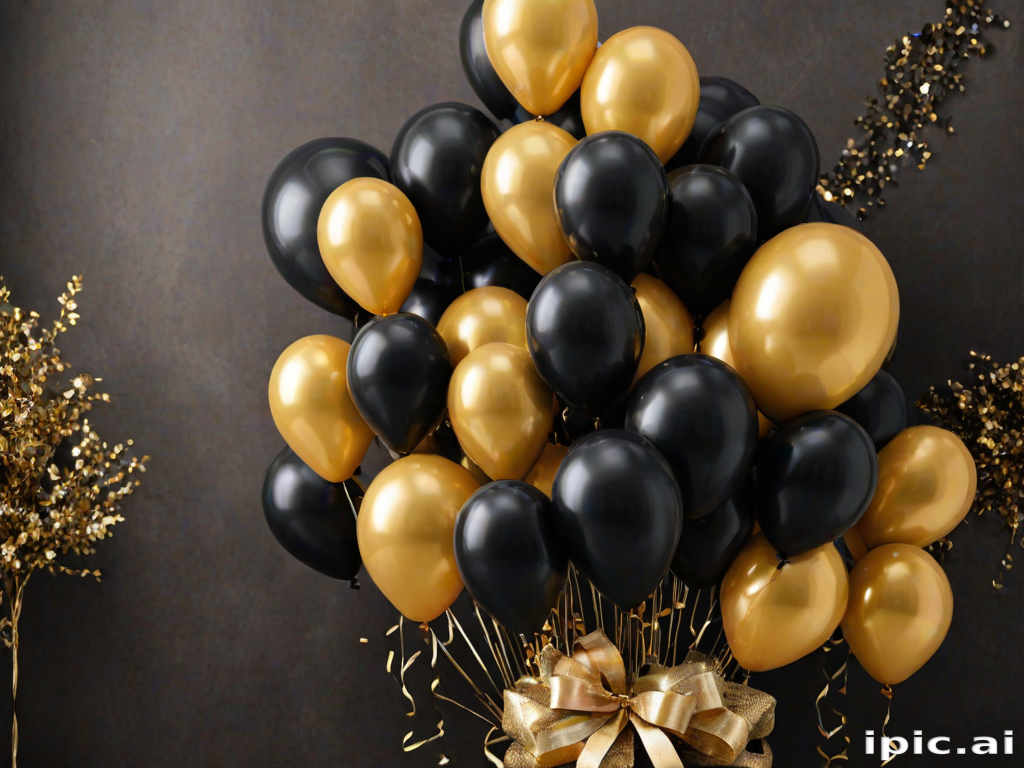 black and gold balloons png