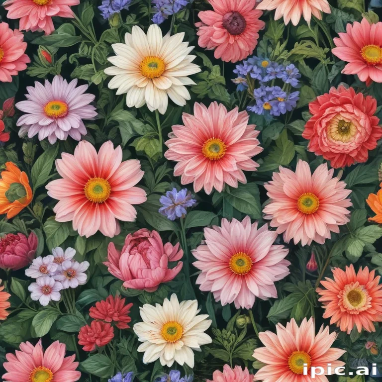 colored drawings of flowers