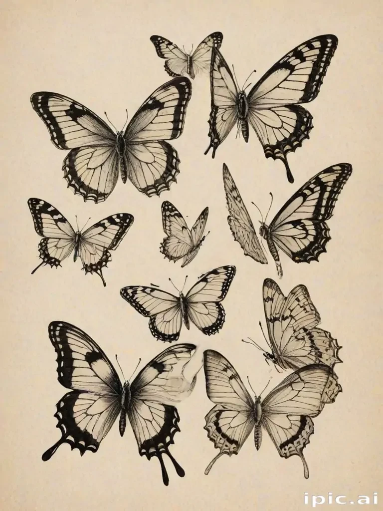 pictures of drawings of butterflies
