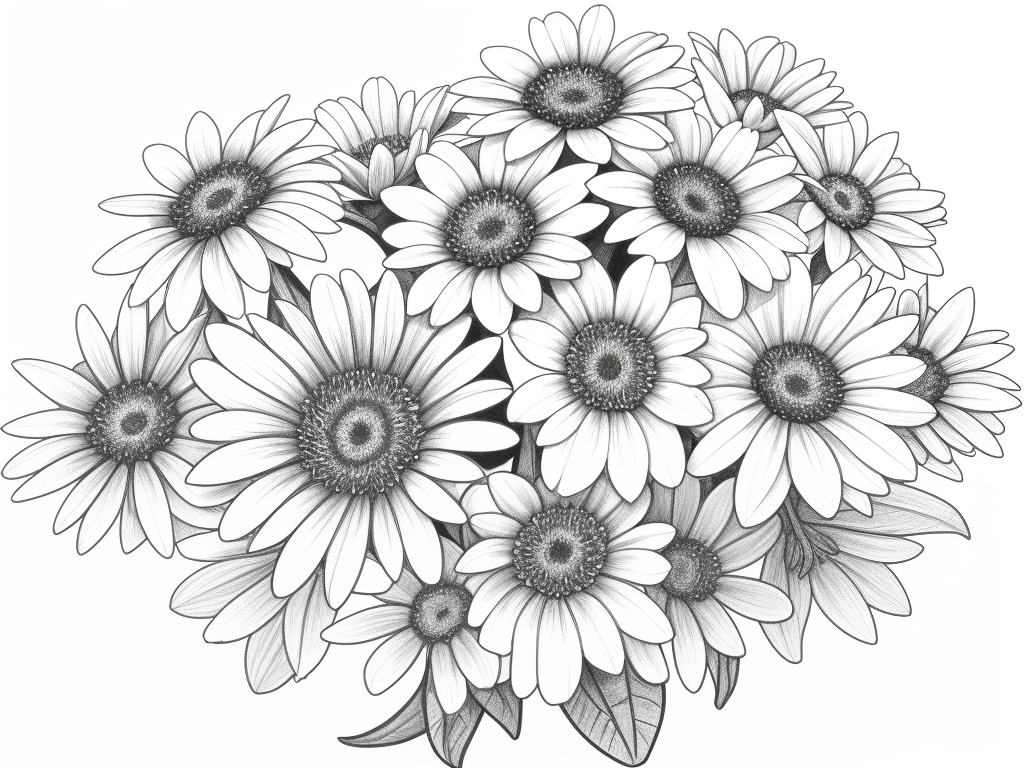 A Beautiful Arrangement of Detailed Black and White Daisies in Bloom