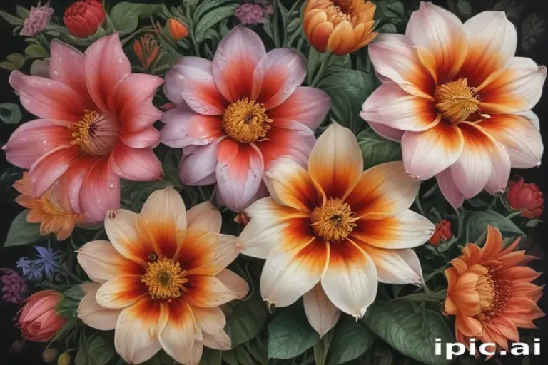 pencil drawn flowers