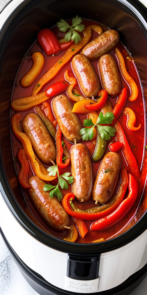italian sausage and peppers in a crock pot