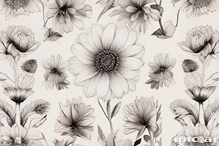 flower aesthetic drawings