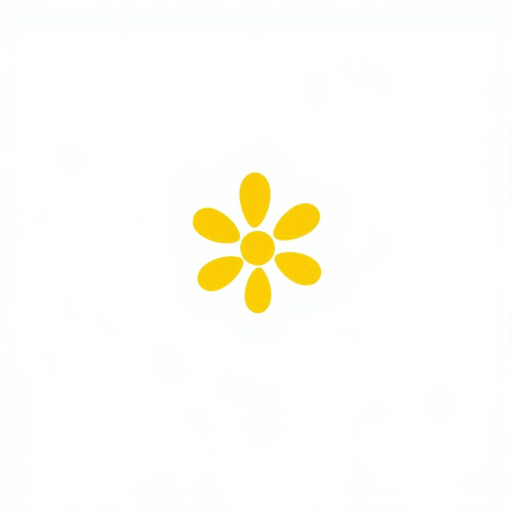 Create a simple and cute flower design with a white petal outline and a yellow center on a plain white background. Make the flower small and centered in the image.