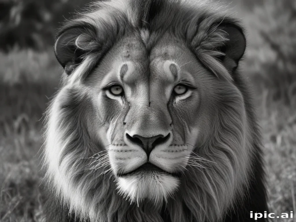 lion black and white