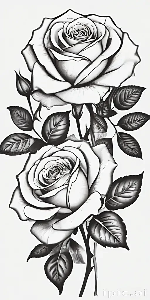 roses clipart black and white