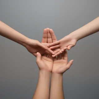 hands reaching