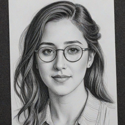 Wonderful Vanessa Carlton, pencil sketch, portrait of Splendid woman 1921s in glasses, hair style beatnik, outline, clear lines, fine lines, 8k