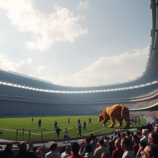 Thylacine in a football stadium