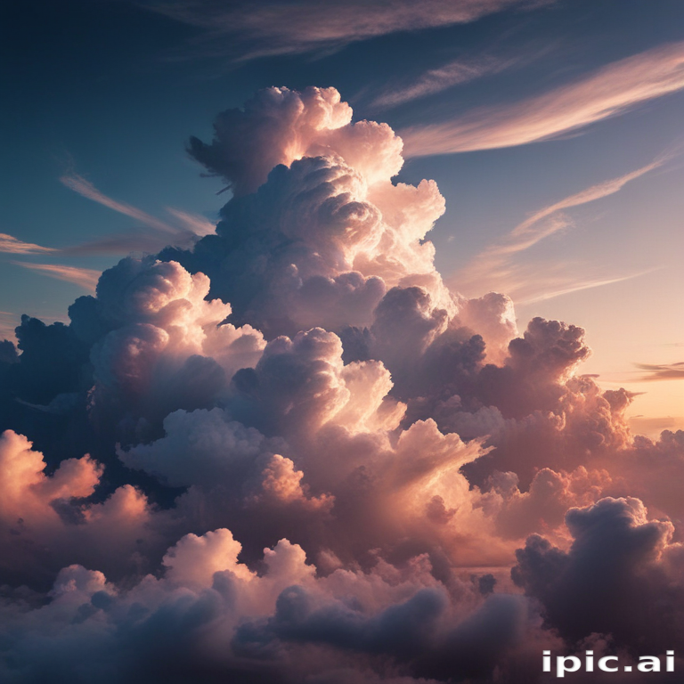 Majestic Sunset Clouds Illuminated by Soft Golden and Pink Hues