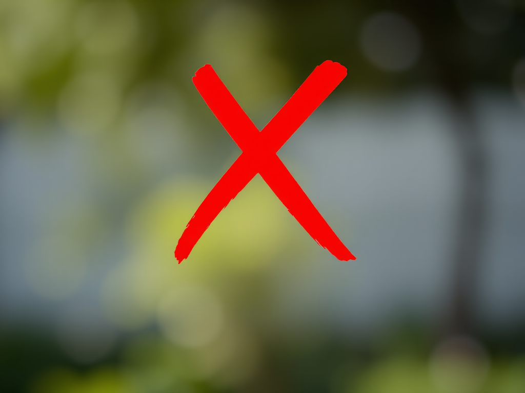 Create a vibrant red "X" symbol on a transparent background, using a DSLR camera with a 50mm lens, aperture set to f/2.8, ISO 100, and a shallow depth of field for a smooth bokeh effect, captured in natural light to enhance color saturation.