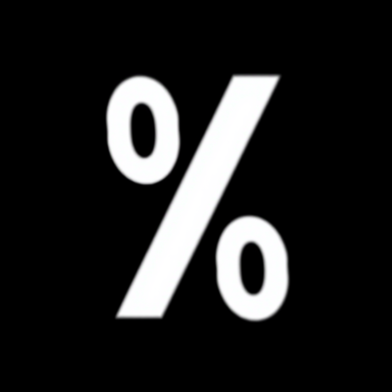 Create a high-resolution image of a black and white percentage symbol featured in a minimalistic design, shot with a DSLR camera at f/2.8, ISO 100, and a 50mm lens, using a shallow depth of field to blur the background and focus sharply on the symbol.
