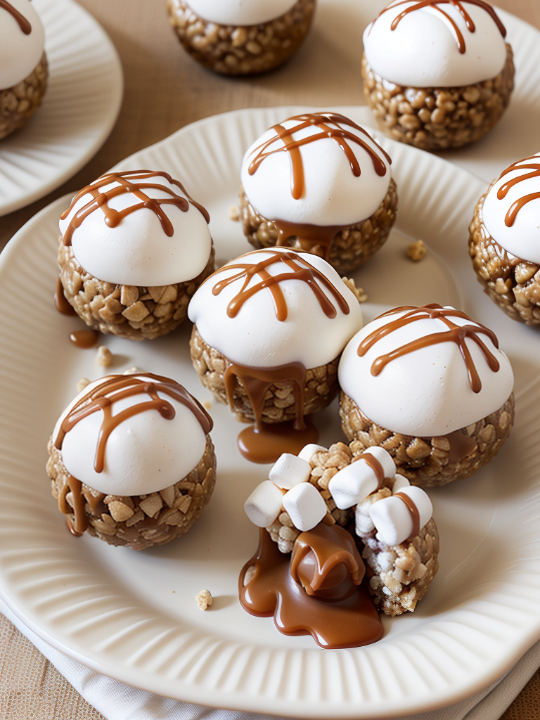 marshmallow caramel rice krispie balls
