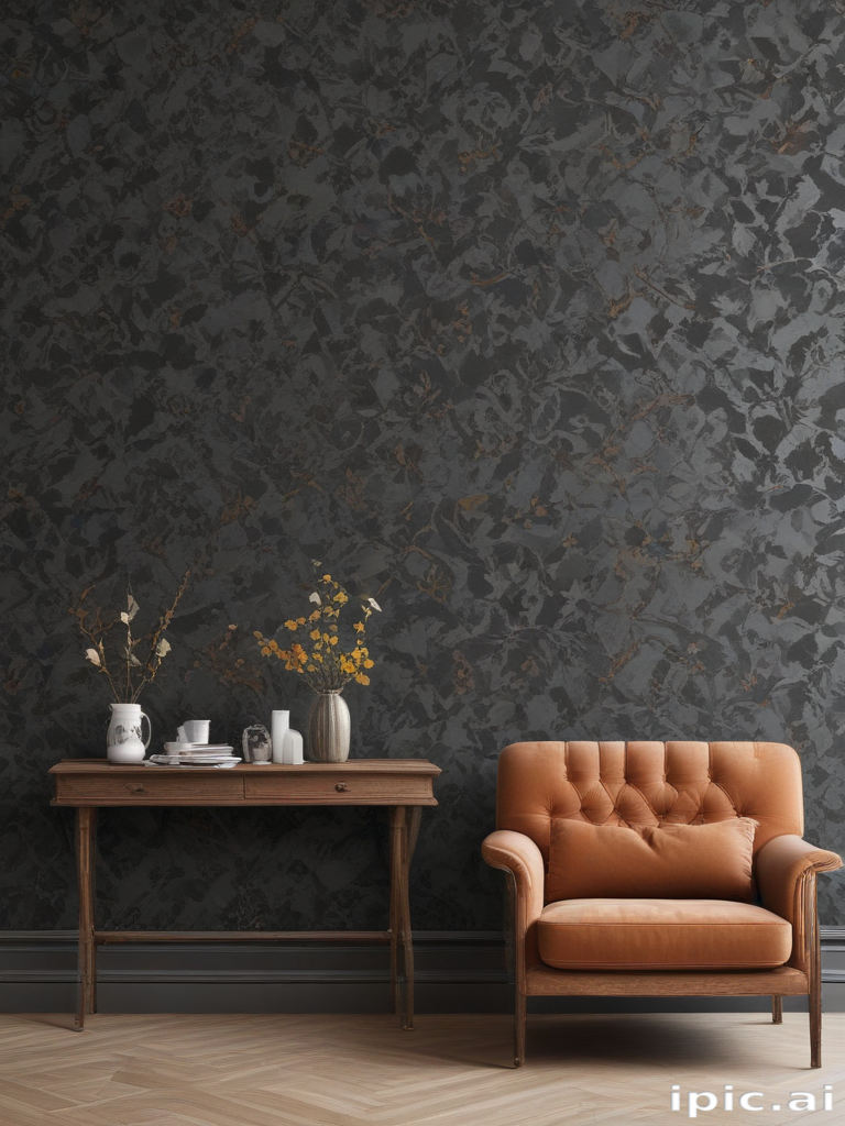 Elegant Living Room Decor Featuring Dark Floral Wallpaper and Cozy ...