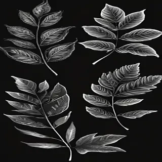 black and white leaf clip art