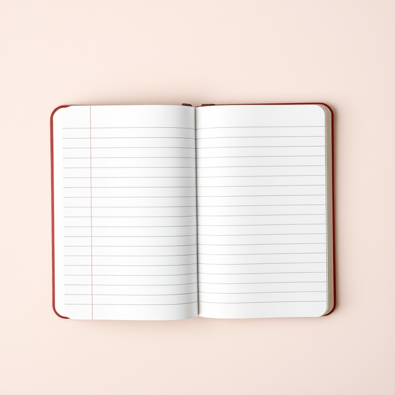 Create a high-resolution image of a blank lined notebook page with a soft gradient background, captured using a DSLR camera at f/2.8 aperture, ISO 200, and a shutter speed of 1/60 sec, using a top-down view in a natural light setting.