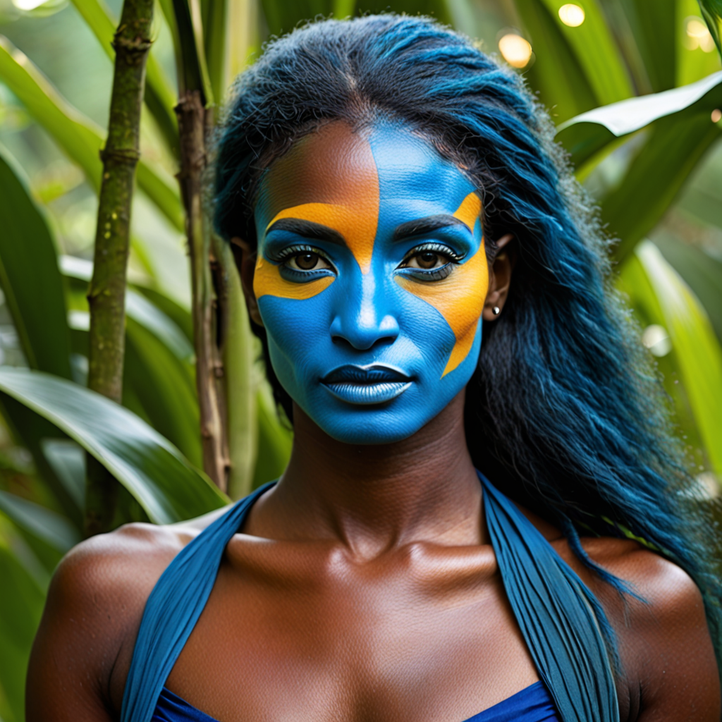 Beautiful blue skinned amazon woman