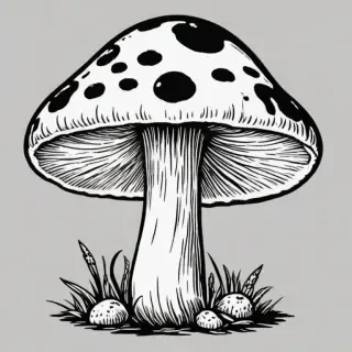 mushroom clipart black and white