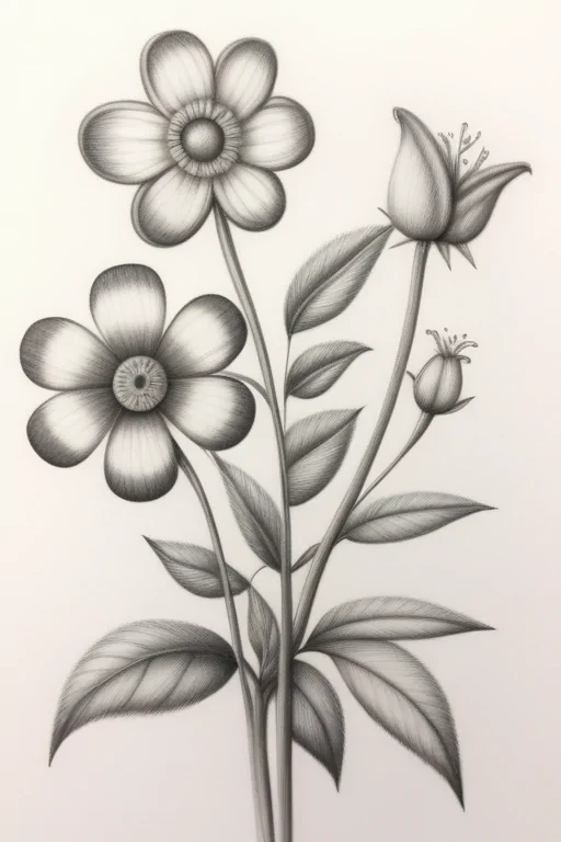 pencil drawn flowers