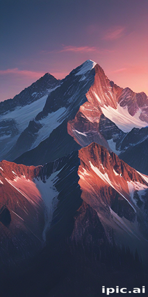 Majestic Mountain Peaks Bathed in Golden Light During Sunset Hours