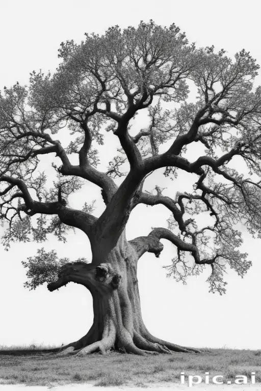 oak tree clipart black and white