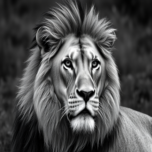 lion black and white