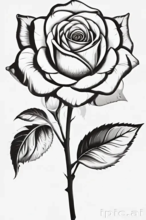 black and white rose clip art