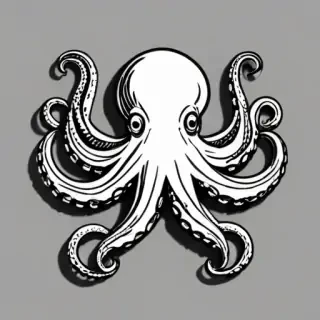 octopus clipart black and white