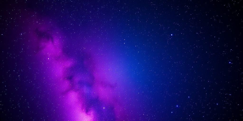 Create a vibrant cosmic nebula scene with purple and blue hues, featuring a dynamic star field, using a wide-angle lens, f/2.8 aperture, ISO 800, 20-second exposure, shot with a full-frame DSLR camera.
