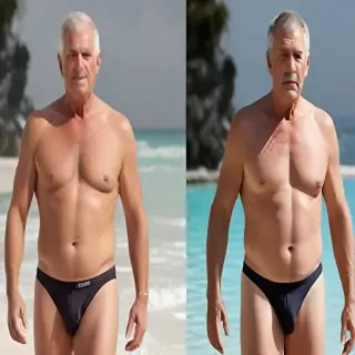 shirtless old men