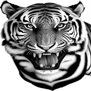 tiger clipart black and white