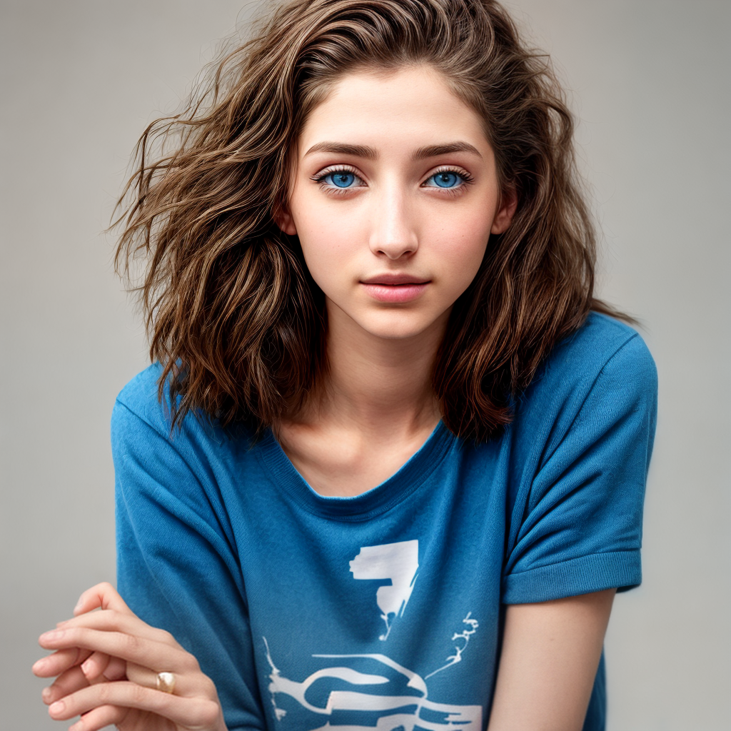 Emily Rudd lookalike, realistic, cute, hyper detailed, blue eyes, brown ...