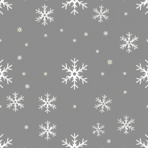 generate a seamless pattern of white snowflakes on a grey background, shallow depth of field, f/2.8 aperture, ISO 100, 50mm lens, top-down view, digital photography
