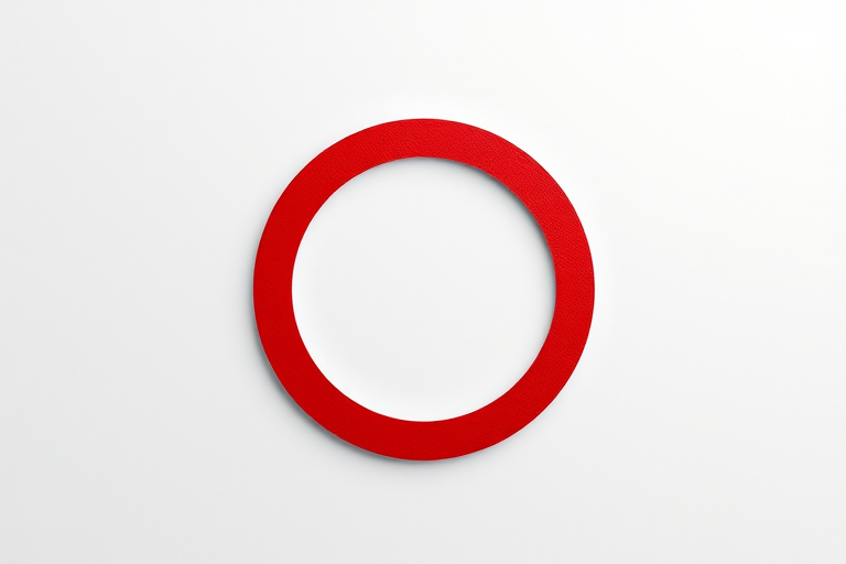 Create a high-resolution image of a red circular copyright symbol on a plain background, shot with a Canon EOS 5D Mark IV, using a 50mm lens, f/2.8 aperture, ISO 100, and a soft diffused lighting setup.
