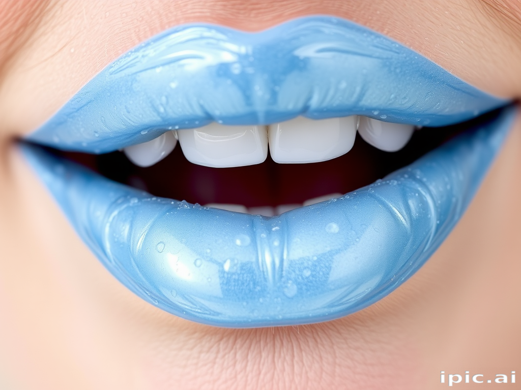 Crystalline Frost Bite lip style features an icy blue-white base with a high-shine finish, giving the wearer a cool, snow queen-inspired appearance