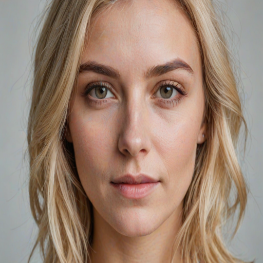 close up portrait of a woman, blonde hair
