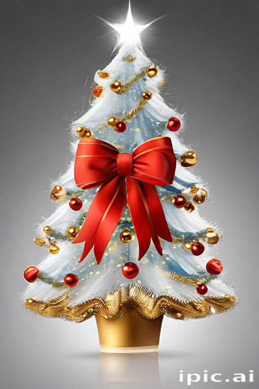 Elegant White Christmas Tree Adorned with Golden and Red Ornaments