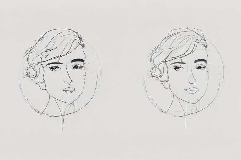 Elegant Line Art Portraits of a Woman with Short Wavy Hair