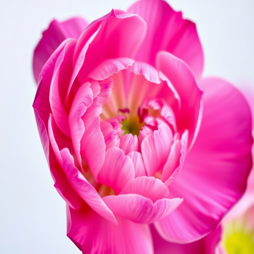 create a close-up image of a vibrant pink ranunculus flower with intricate petal details and a soft background.